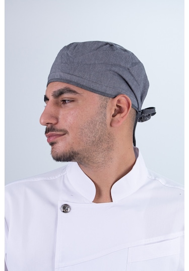 Chef Bone Kep Aşçı Şef Şapkası Gri Çok Renkli
