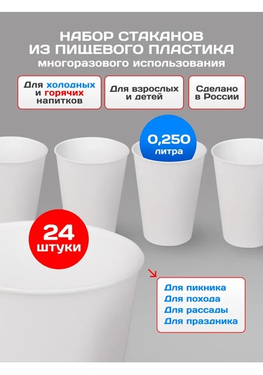 Gred 24 Parçalı Yeniden Kullanılabilir Plastik Bardak Seti 442164553 Beyaz