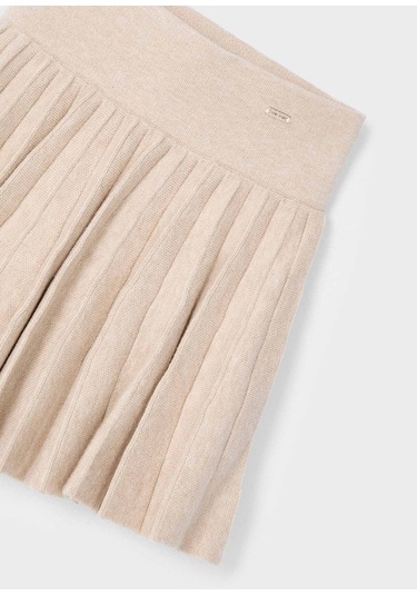 Kız Çocuk Pileli Örgü Etek - Krem Mavi