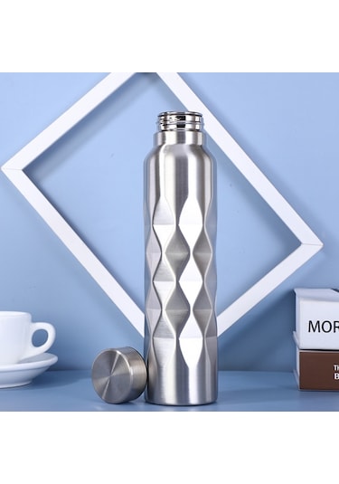 Paslanmaz Çelik Gri 1000 ml Spor Matara Suluk cin338