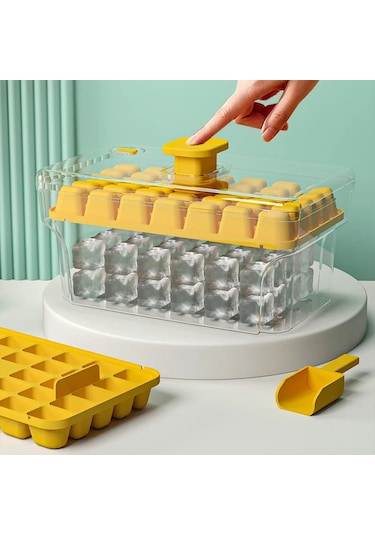34 İzgaralar Buz Küpü Kalıp Buz Bölmesi Gıda Sınıfı Buz Saklama Sarı