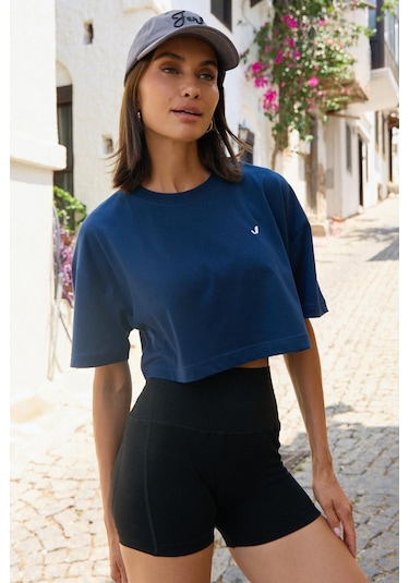 Aura Crop T-shirt Lacivert Lacivert