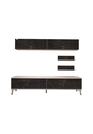 Decoraktiv Eko 5 Mdf Std Gold Tv Ünitesi Tv Sehpası Beyaz - Siyah Mermer