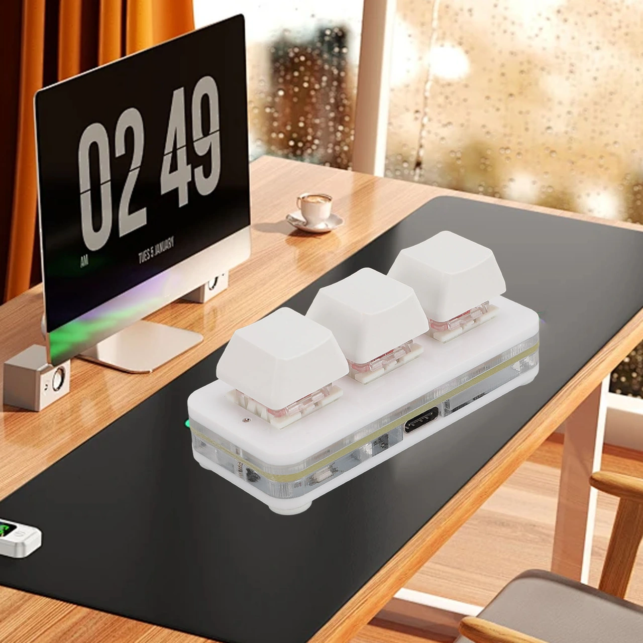 Vkemall 3 Tuşlu Programlanabilir Mekanik Kırmızı Switch Klavye - Usb Kablolu Rgb Işıklı, Osu Oyun Ve Ofis İçin, Mac/windows Uyumlu, Sıcak Değiştirilebilir, Taşınabilir Beyaz