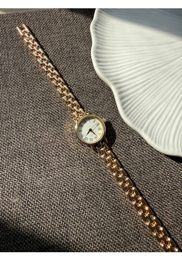 Retro Minimal Boncuk Kordon Vintage Kadın Kol Saati Gold Altın
