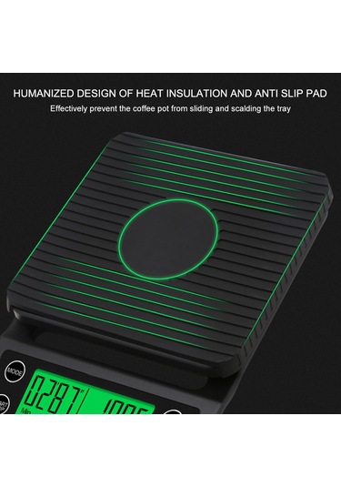 Xindoker Kahve Hamuru Ölçüm Ve Zamanlayıcı Elektronik Terazi - 0.1g Hassasiyet, 3kg Yük Kapasitesi, Siyah Siyah