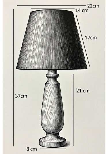 Manolya Masa Abajuru Ahşap Gövde Kumaş Başlık Dekoratif Masa Lambası Gece Lambası Açık Gri