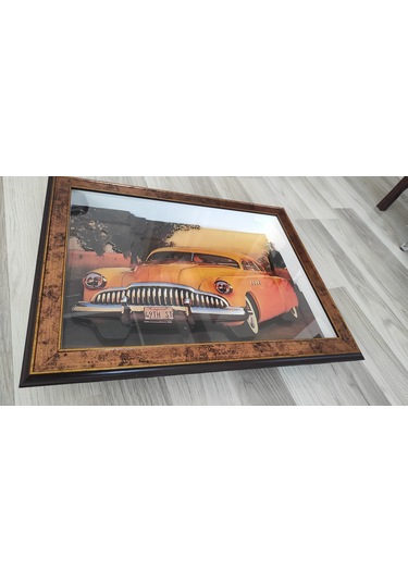 Sarı Araba Nostaljik 35 X 50 Rölyef Tablo