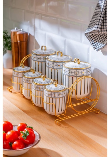 Diagon 8 Parça Baharat Kavanoz Seti Gold - Siyah