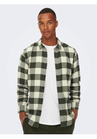 Only & Sons Onsgudmund Erkek Kareli Gömlek Yeşil 001