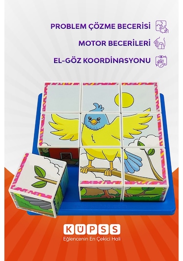 6 Farklı Uçan Hayvanlar Eğitici 3d Küp Puzzle 3 4 5 6 Yaş