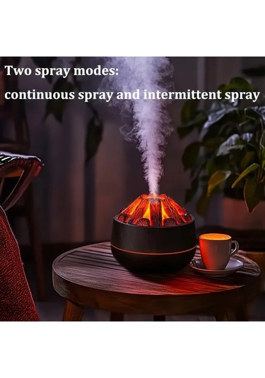 Techbloom 1pc Usb Şarjlı Mangal Kömürü Nemlendirici Renkli Gece Işığı Ayarlanabilir Sis Çıkışı Yatak Odası