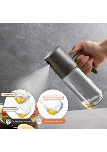 250ml Yağ Püskürtme Şişesi Şişe Uzun Borosilikat Cam Yemeklik Alüminyum Gri