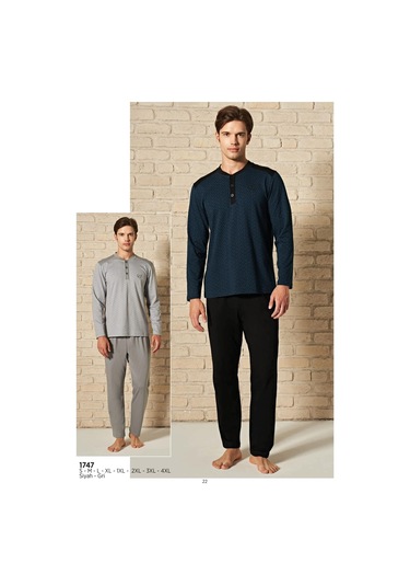 Pijadore Erkek Siyah Viskon Uzun Kollu Pijama Takımı 1747 Siyah