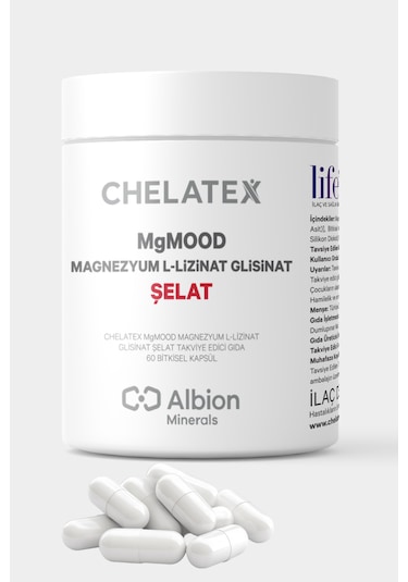 Chelatex Mgmood Magnezyum L-lizinat Glisinat Şelat 60 Bitkisel Ka