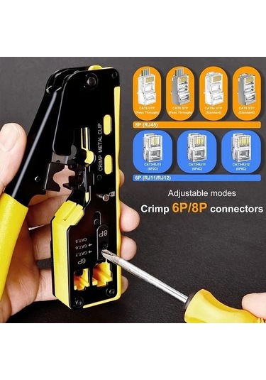 Besthome1 Modüler Veri Kablosu Crimper, Siyah Rj11-rj45 Tel Stripper