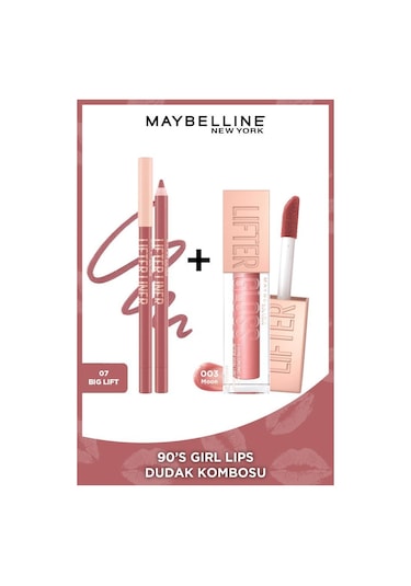 Maybelline New York 90'S Girl Lips Lifter Liner 07 Big Lift + Lifter Gloss 003 Moon