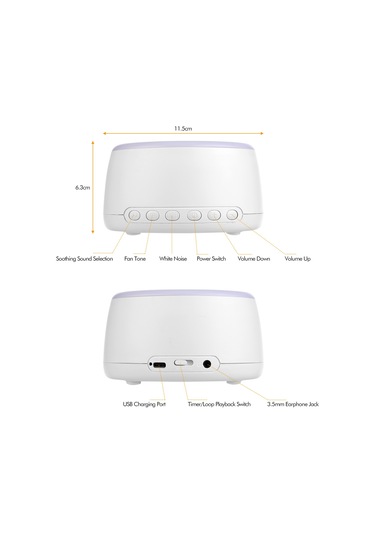 Neevoyu Beyaz Gürültü Uyku Cihazı - Bebek İçin Uyku Yardımcı, 7 Renkli Gece Lambası Ve Bluetooth Desteği Yerleşik Li-pil Beyaz