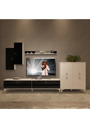 Decoraktiv Eko 6 Mdf Std Gold Tv Ünitesi Tv Sehpası Beyaz - Siyah