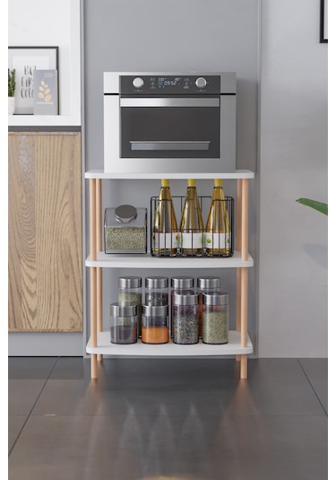 Mutfak Standı Mutfak Rafı Mutfak Bangosu Mikrodalga Dolabı -beyaz