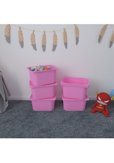 Pratico 3 Adet Pembe Derin Kapaklı Oyuncak Sepeti 3ds3k Pembe