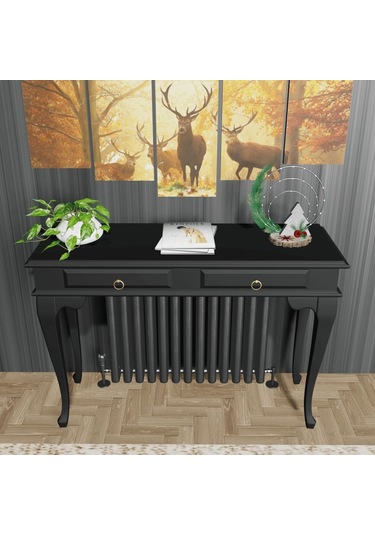 Roys Ahşap 120 Cm Siyah Çekmeceli Petek Üstü Yüksek  Dresuar Siyah