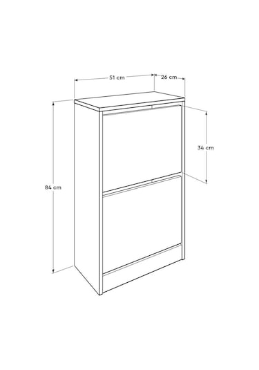 Flat Duo 2 Katlı Ayakkabılık Dolabı - Beyaz