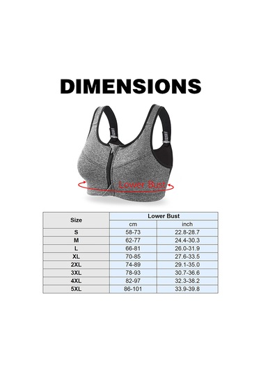 Moveevo Kadın Spor Bra Gri Xl - Yüksek Dayanıklı Şok Emici, Ön Zip Ve Arka Kanca Kapanma, Bez Yok, Yoga Ve Fitness İçin - 801 Gri
