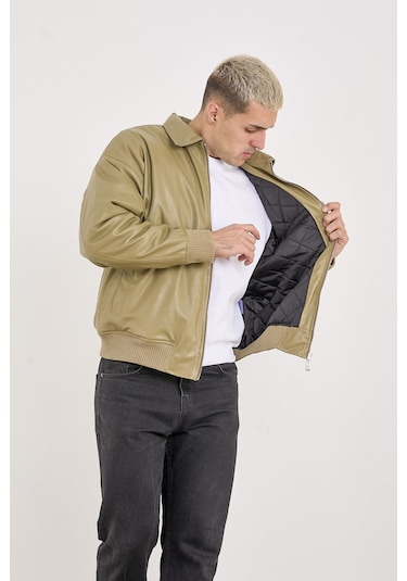Rocqerx X-2015 Etek Kol Ribanalı Astarlı Deri Mont Çagla Yeşili