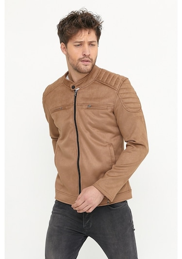 Erkek Vizyon Dar Kesim Süet Ceket Mont-Vizon