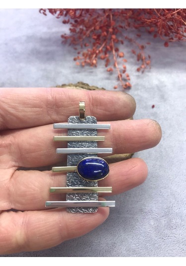 Nsa Gümüş Lapis Lazuli Taşı 925 Ayar Doğal Taş El İşi Gümüş Set