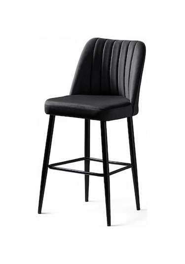 Ada Bar Sandalye - Babyface Antrasit - Metal Siyah Ayak Antasit