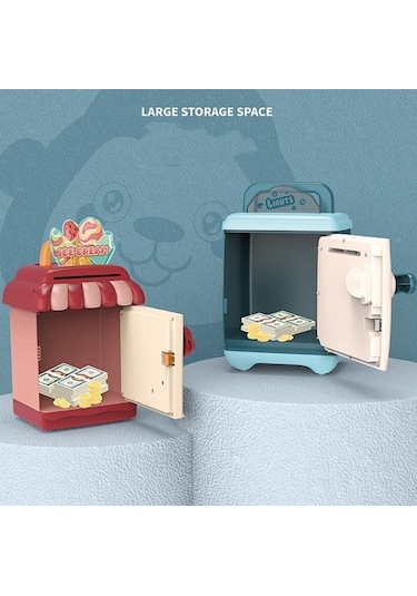 Tongxida Çocuklar Çok İşlevli Kendiliğinden Yuvarlanan Madeni Para Kumbarası Karikatür Kasa, Renk: Pembe - Şifre Parmak İzi, F