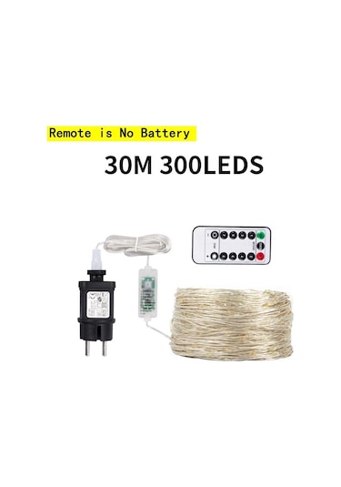 Sıcak Beyaz 30/100/200m Led Bakır Tel Dize Işıklar Sokak Peri Işıkları Garland 30m 300led Diğer