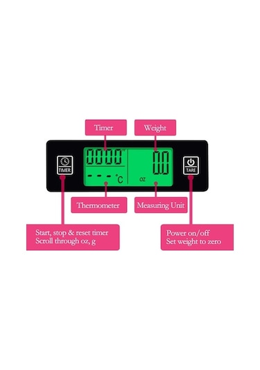 Dancemonkey Dijital Mini Terazi 3kg 0.1g Lcd Arkadan Aydınlatmalı Ekran Ve Sıcaklık Probu İle Cep Tipi Ağırlık Gramları Siyah Siyah