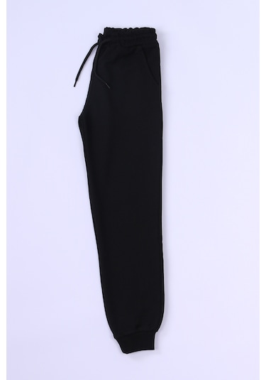 Çocuk Unisex Okul Eşofman Altı Ribanalı C8 Siyah