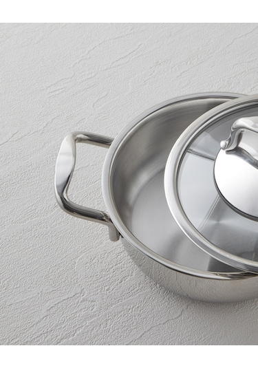 English Home Glow Çelik Cam Kapaklı Sahan 14x5 Cm Silver Silver