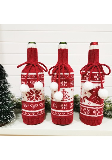 Ruicoo Noel Dekorasyonu Açık Renkli Akrilik Triko Şarap Flasörü - Ev & Restoran Partileri İçin Dayanıklı Dekoratif Kılıf