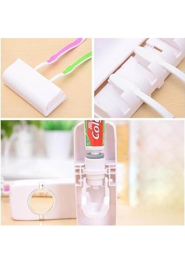 Zmc Bilişim Otomatik Diş Macunu Sıkacağı Ve 5 Adet Diş Fırası Tutacağı Diş Fırçalığı Çok Renkli