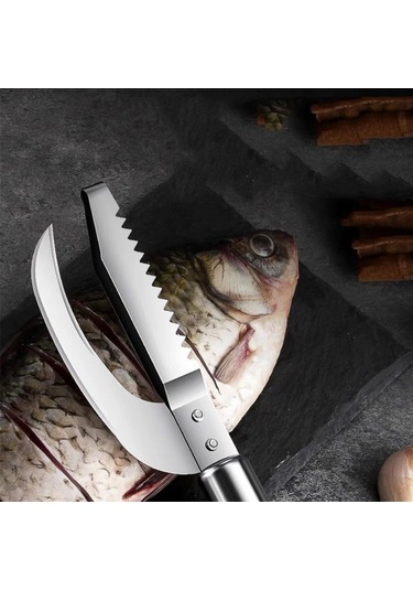 Fosenze Mutfak Çelik Balık Ölçek Kaldırıcı, Solungaç Kazıcı Ve Bağırsağını Kırma 3'ü 1 Seti 2 Parça - Balık İşleme Aletleri Gümüş