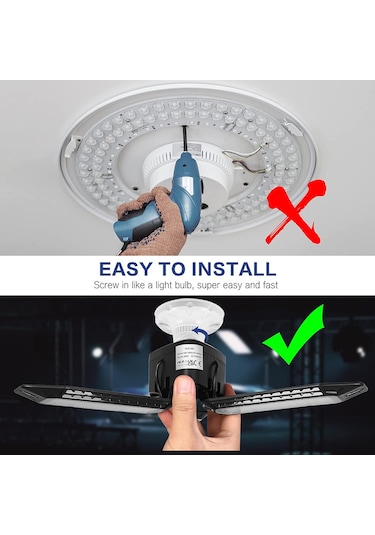 Vkemall 36w 144 Led 8000 Lumen Garaj Lambası, 6500k Beyaz Işık, Ayarlanabilir Yön, Kablosuz, Çevre Dost Abs Malzeme Siyah Vkemall 36w 144 Led 8000 Lumen Garaj Lambası, 6500k Beyaz Işık, Ayarlanabilir Yön, Kablosuz, Çevre Dost Abs Malzeme Siyah