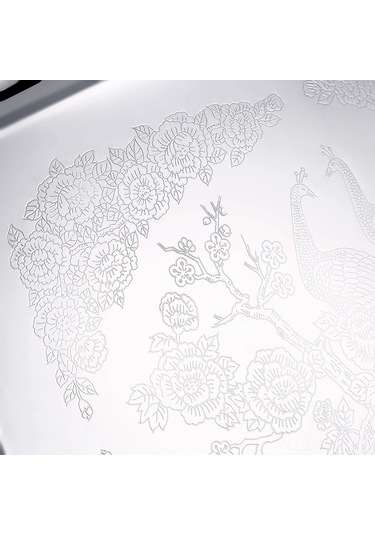 Wezone Stokta Çelik Tepsiler: Gümüş Kenarli Dikdörtgen Masaüstü Meyve-atıştırmalık Servis Ve Saklama Tabağı 40x23cm Diğer