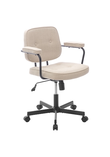 Button Çalışma Sandalyesi Kumaş - Vizon 62x77-87x60 Cm Bej