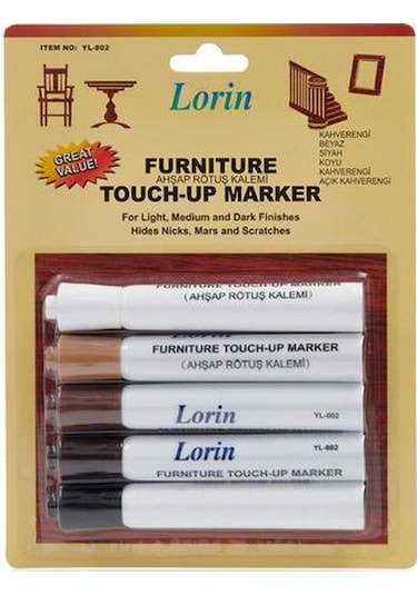 Lorin Ahşap Rötuş Kalemi - 5'li Paket Renkli