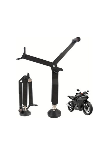 Xuweiwei Black- 1 Adet Portatif Katlanır Motorcycle Tekerlek Destek Çerçevesi Ayarlanabilir Yükseklik Kaymaz Taban Enerji Verimli Stabil Kaldıraç