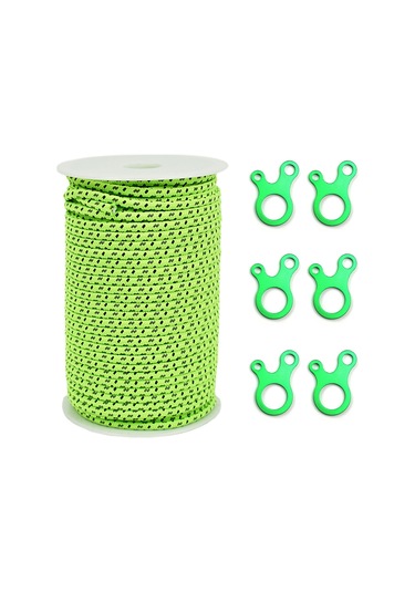 Vkemall 50m 4mm Dış Mekan Çadır Teli, Yansıtıcı Özellikli, 6 Adet Alüminyum Gergi Aleti İle, Gece Güvenliği Ve Dayanıklılık Sağlar Çok Renkli