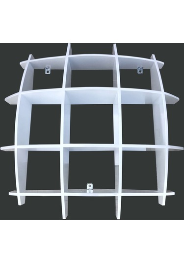 Kitaplık Uzay Tarz Duvar Monte Kayın Parlak Beyaz