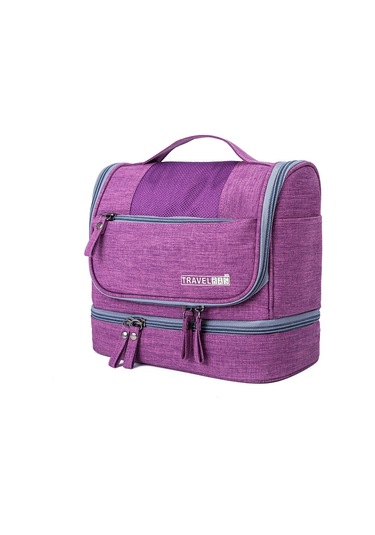Taşınabilir Tuvalet Çantası Seyahat Kozmetik Çantası Büyük Kapasiteli Su Geçirmez Mor