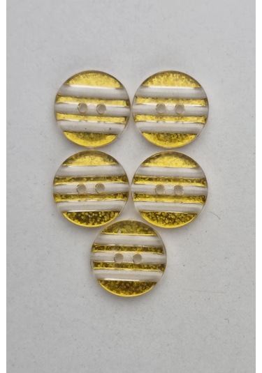 Akrilik Yuvarlak Şeffaf Altın Çizgili Hırka Çeket Yelek Düğmesi 5 Adet