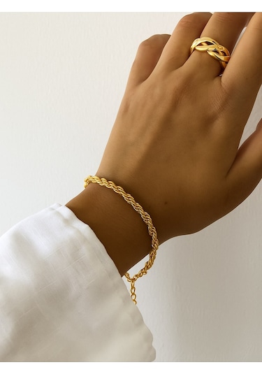 Altın Renk Burgu Unisex Çelik Bileklik - 3354 Çok Renkli